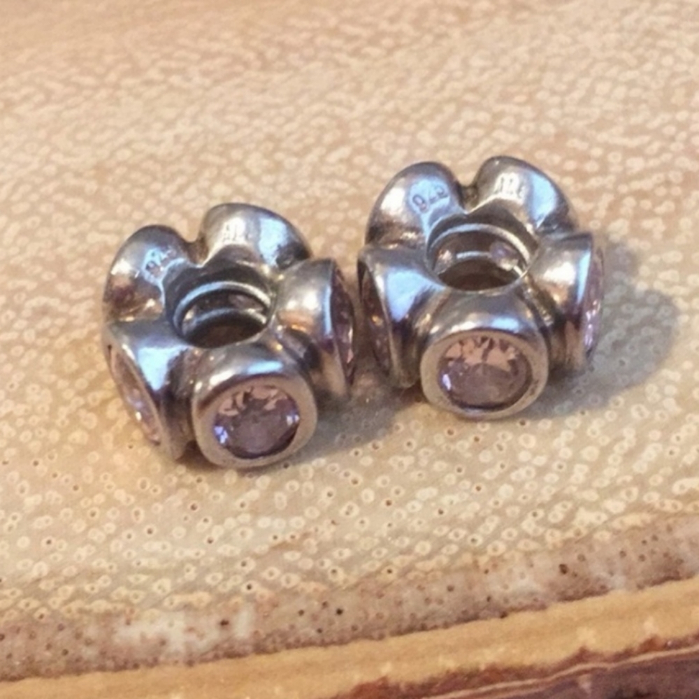 PAIR of Authentic Pandora charms " Oval lights pink " #790311PCZ - Picture 11 of 16